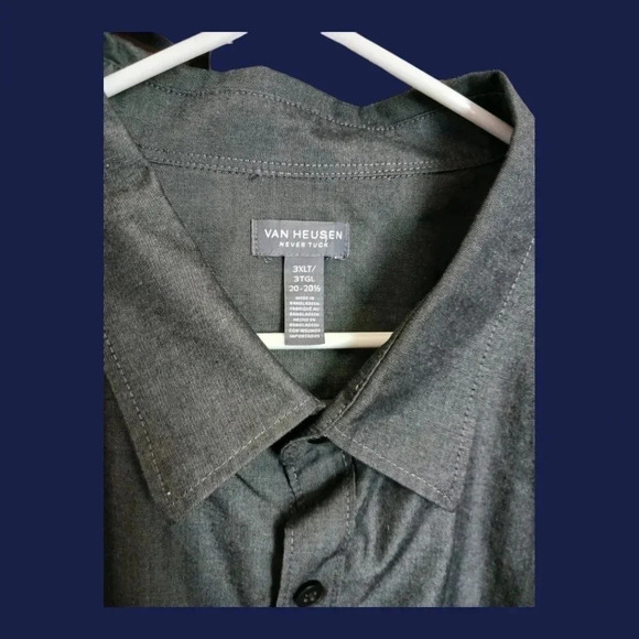 Van heusen dress shirt  big & tall size 3xlt 20-20.5 gray color - Picture 4 of 8